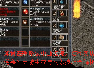 如何在PK路线中通过提升防御实现逆袭?高防生存与反杀技巧全解析 如何在PK路线中通过提升防御实现逆袭?高防生存与反杀技巧全解析